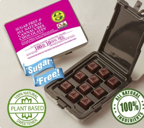 Photograph of product: Sugar Free Dark Chocolate Cannacubes | Chocolate | 10 x 10mg