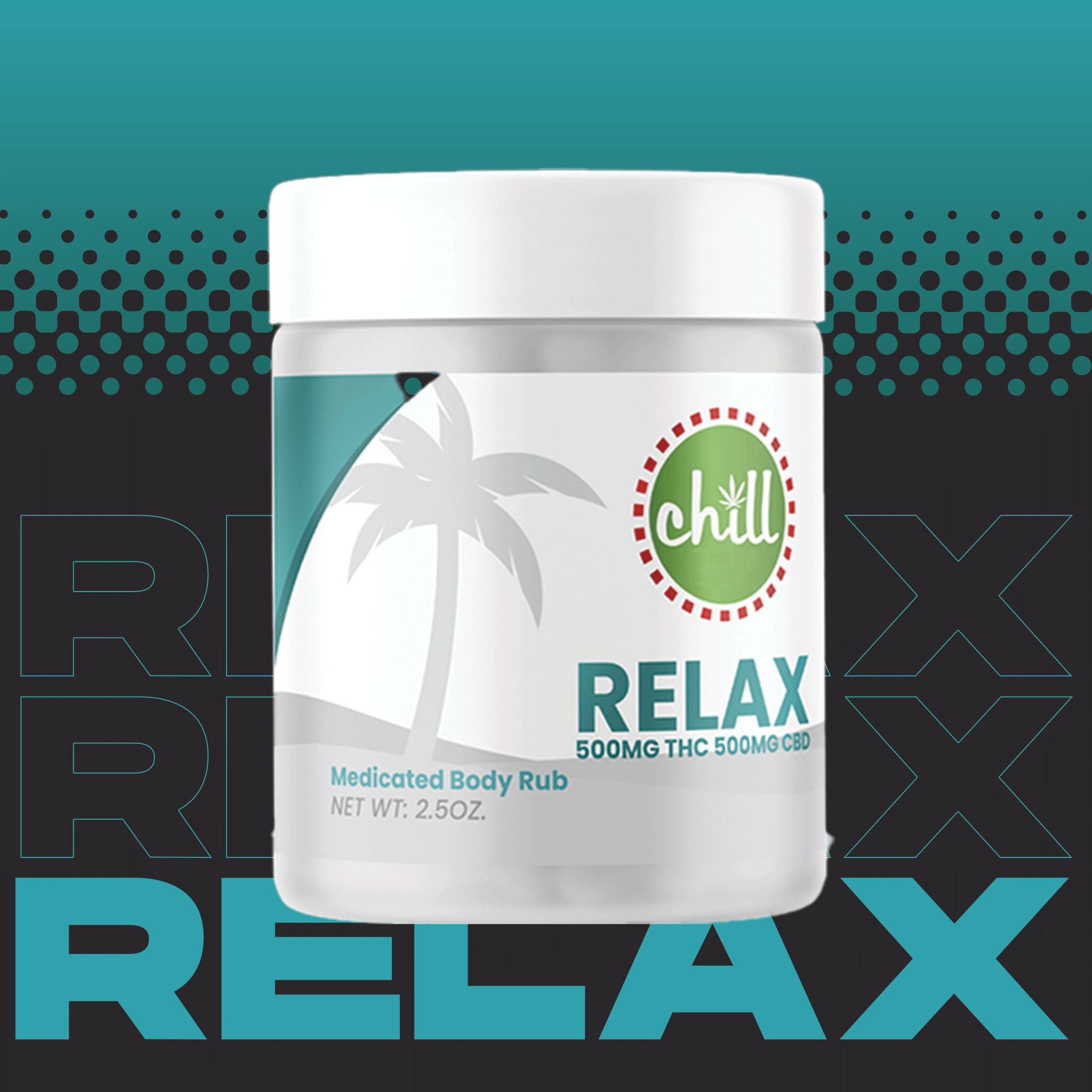 Photograph of product: Relax | 1:1 CBD:TH-oui | Body Rub | 2.5oz | 500mg