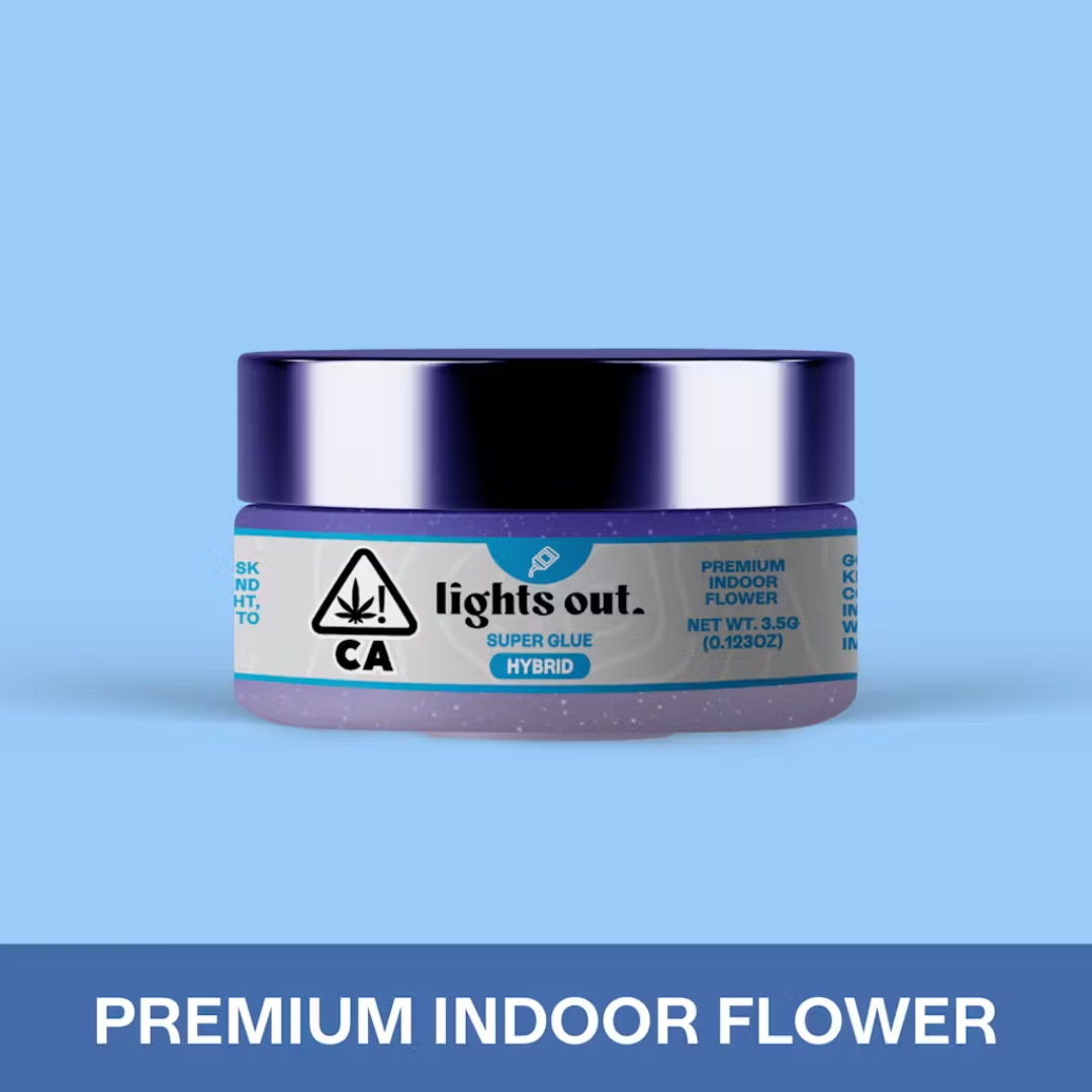 Photograph of product: Lights Out - Super Glue (Hybrid) Flower 3.5g