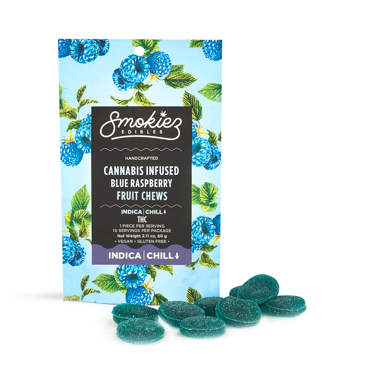 Photograph of product: Sweet Blue Raspberry Fruit Chews | 10pk Gummies | 100mg