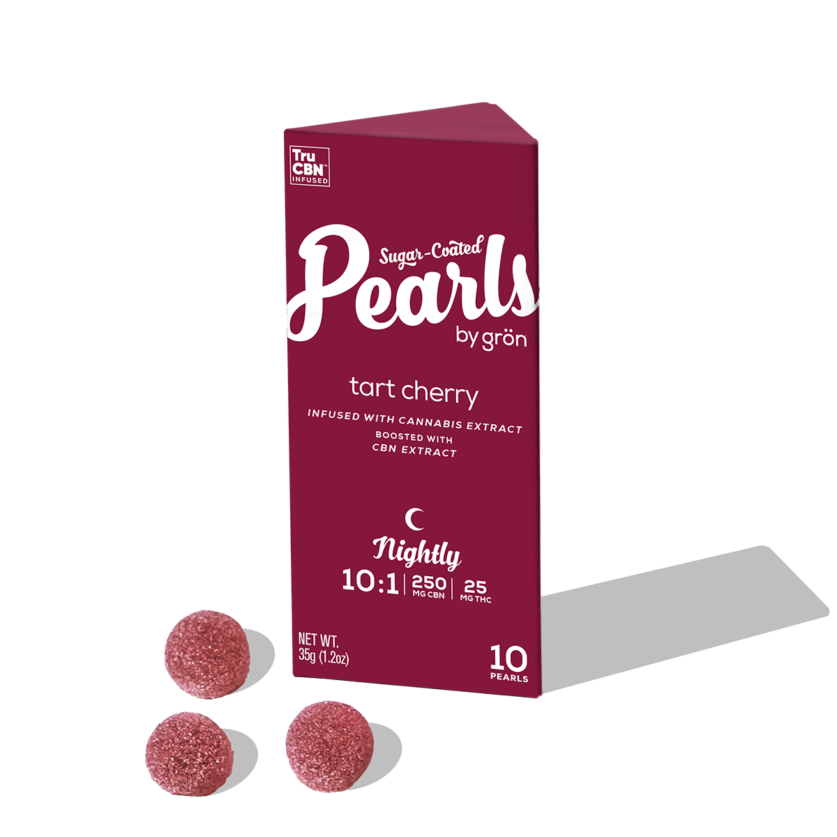 Photograph of product: Grn Pearls 10pk/25mg- Tart Cherry 10:1 (CBN/TH-oui)