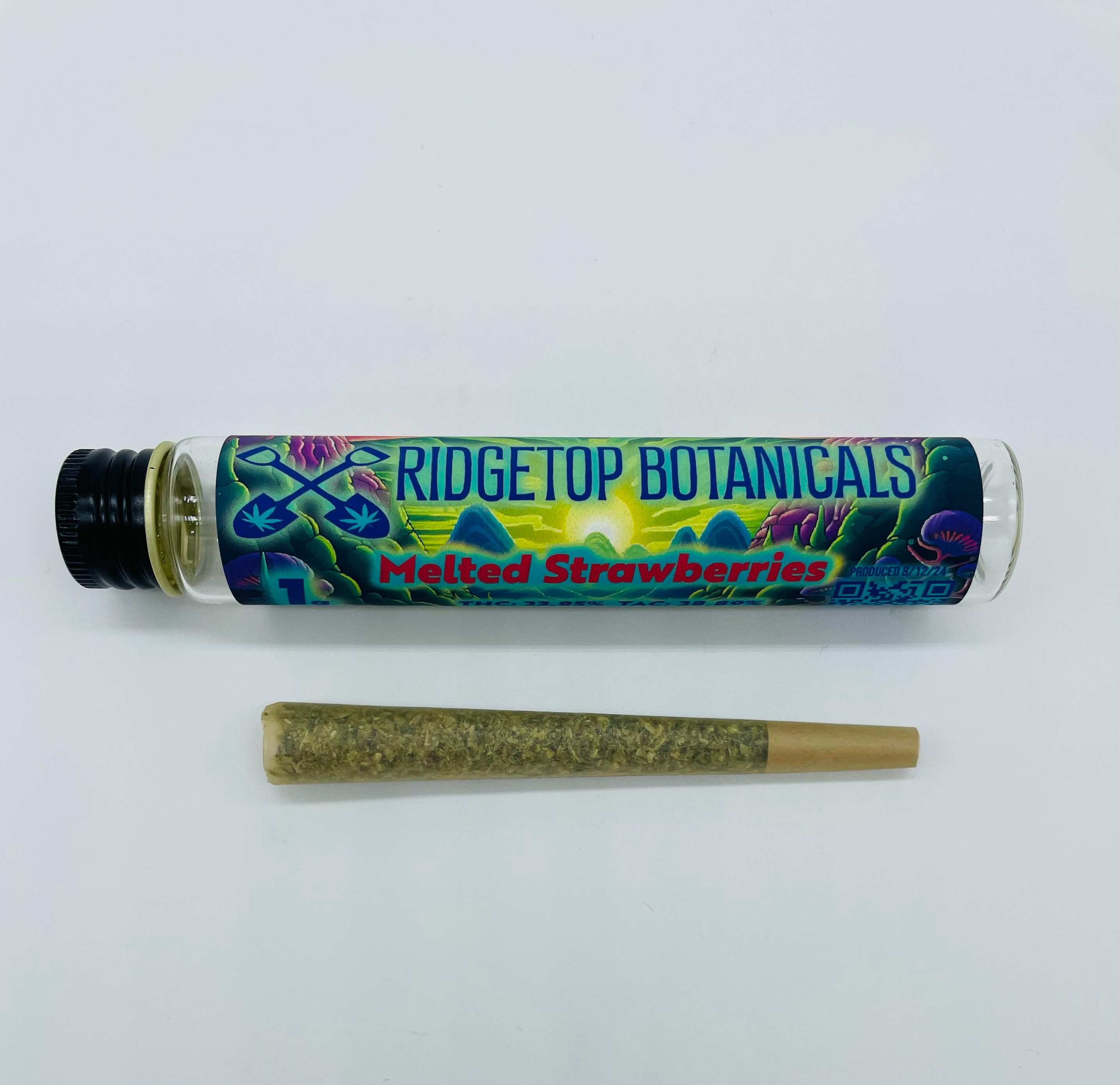 Photograph of product: Ridge Top Botanicals | Melted Strawberries | Pre-Roll | 1g | 23.85% TH-oui
