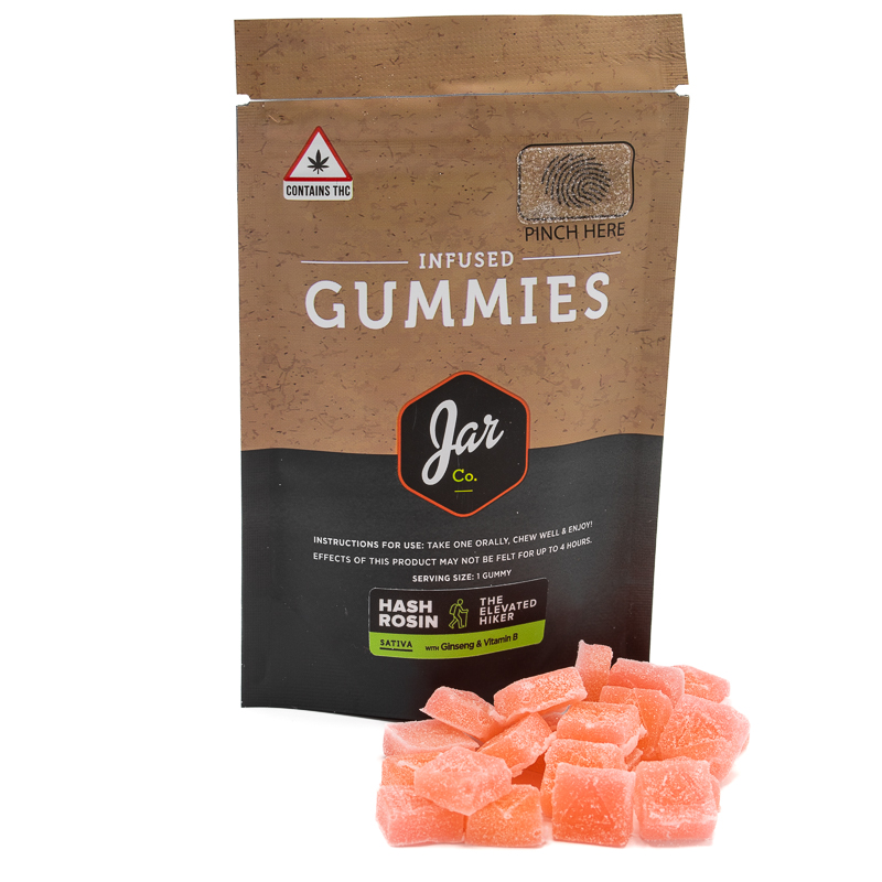 Photograph of product: Jar Co - Pineapple Peach Mango Oui'd au chocolat Rosin Gummies 100MG