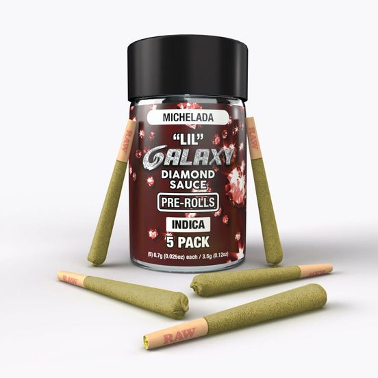 Photograph of product: D. Galaxy 5 x .7g LIL Diamond Sauce Infused Pre Rolls - Michelada (I) - 