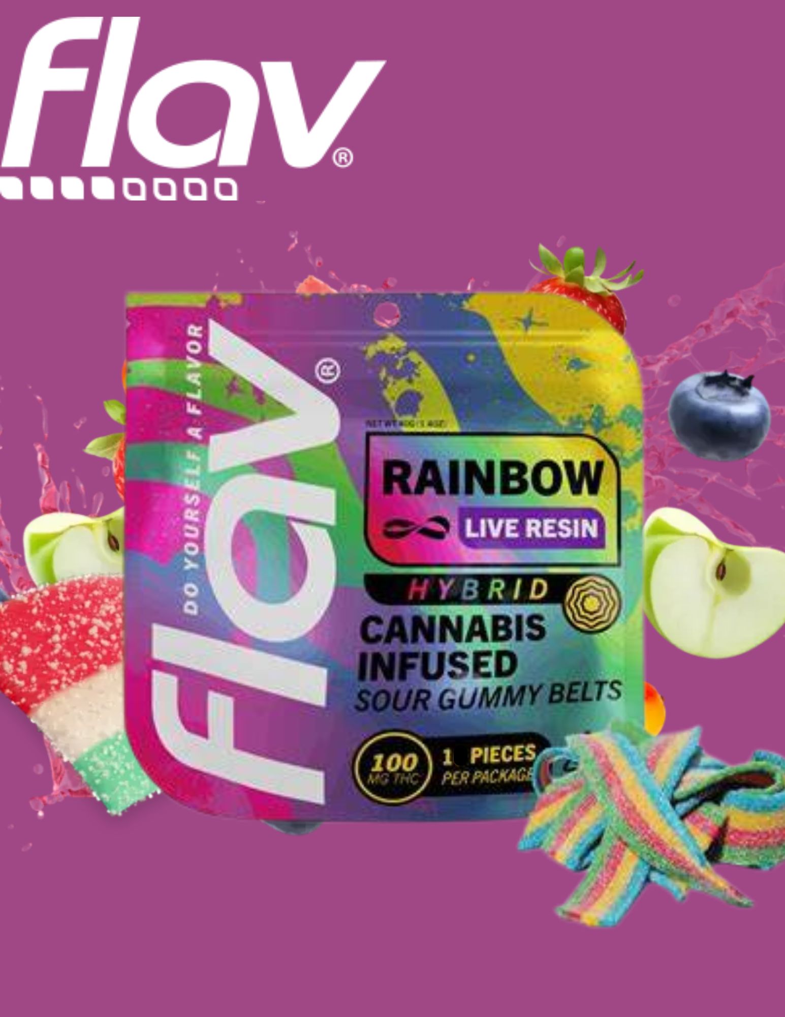 Photograph of product: Flav | Live Resin | 1pcs Mega Belt | 100mg | Rainbow