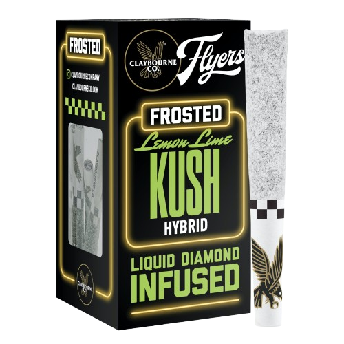Photograph of product: Claybourne Co. | Lemon Lime Kush Diamond Frosted Flyer Pre-Rolls (5 Pack) | 2.5g