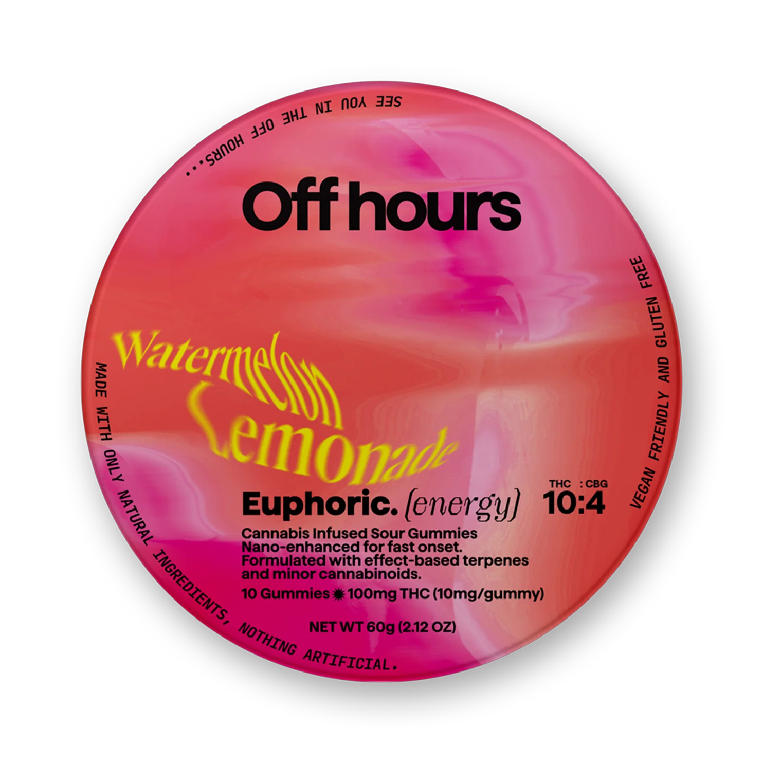 Photograph of product: Off Hours Euphoric Watermelon Lemonade 10pk 10mg Gummies