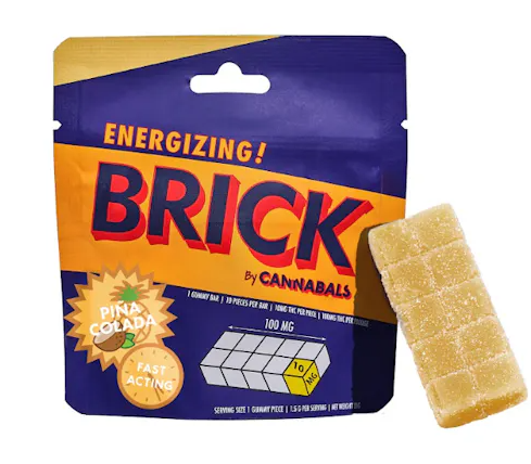 Photograph of product: Cannabals - Pina Colada Energy Brick Gummy - 100mg