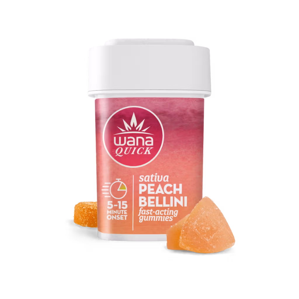Photograph of product: Wana | Quick | Peach Bellini | 100mg 10pk gummies