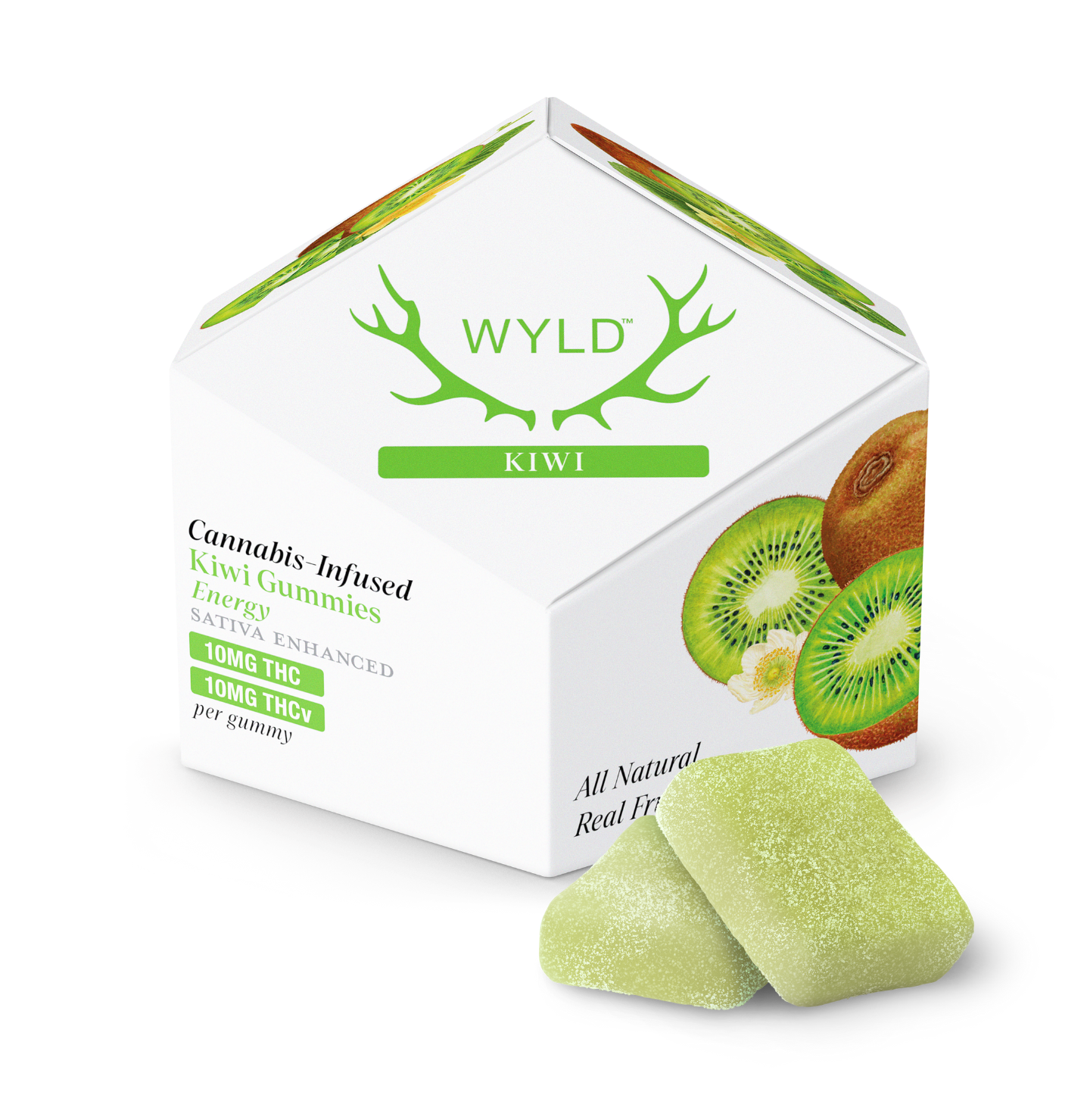 Photograph of Product: Kiwi 1:1 THCv + Sativa Enhanced Gummies