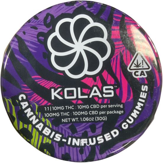 Photograph of product: Kolas - Mixed Berry 1:1 TH-oui:CBD - 100mg Gummies - 