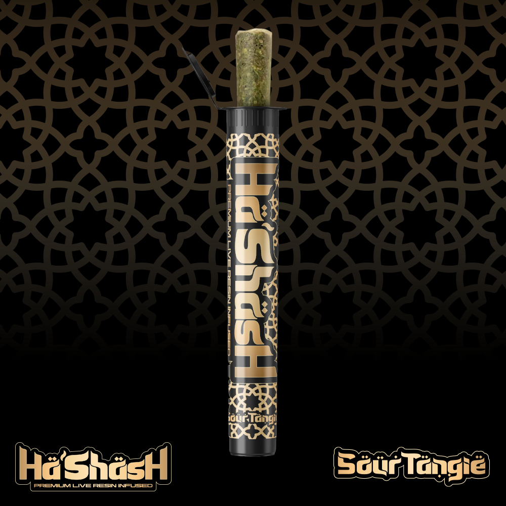 Photograph of product: Infused Pre Roll - au chocolatASH - Sour Tangie - (Oui'd) - (Live Resin Infused) - 42.13% TH-oui - 1.1g
