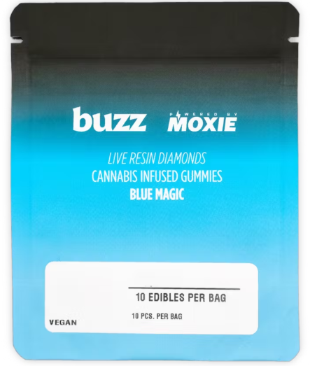 Photograph of product: Live Resin Diamonds - Buzz Blue Magic Cotton Candy | Gel Cube | 90mg | 10pk