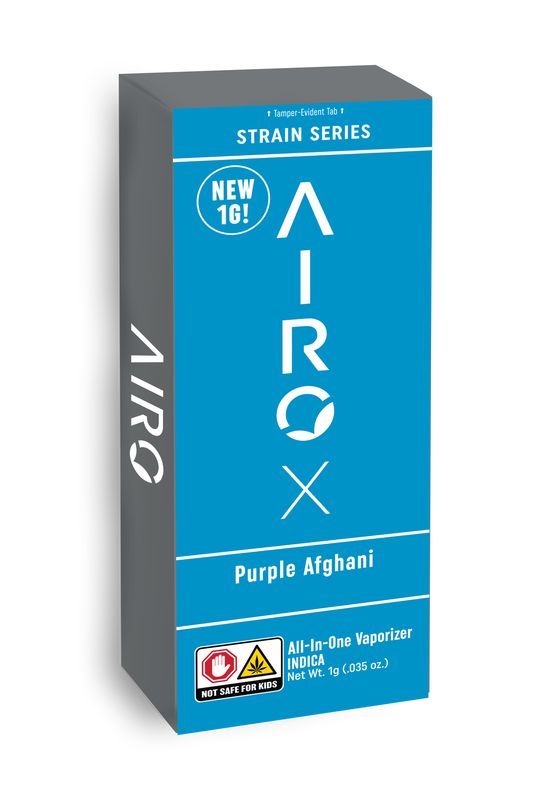 Photograph of product: Airo X Vape Disposable 1g Distillate- Purple Afghani (Strain Series)
