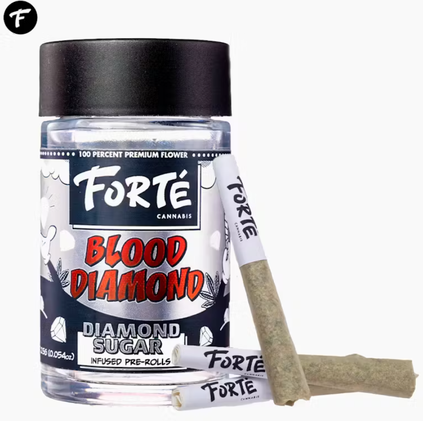 Photograph of product: Forte - Bubble x Diamond Pre-roll 0.5g - 5pk - Blood Diamond