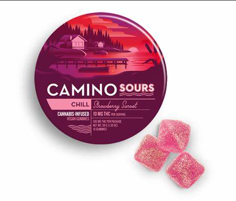 Photograph of product: Kiva Camino Sours Strawberry Sunset (I) Gummies 10mg 10pk