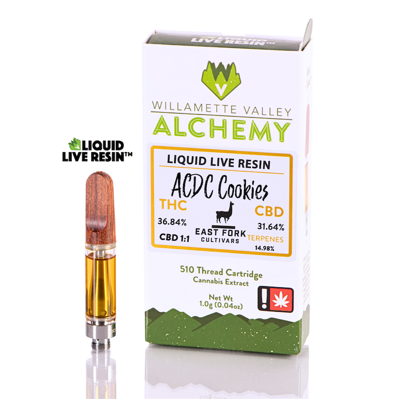 Photograph of product: WVA Live Resin ACDC Cookies 1:1 Cartridge