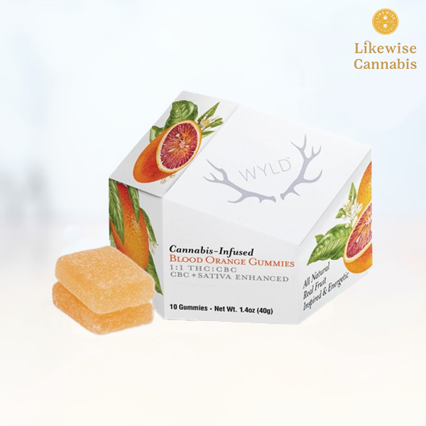 Photograph of Product: 10-PACK 100MG THC 100MG CBC BLOOD ORANGE 1:1 THC/CBC GUMMIES