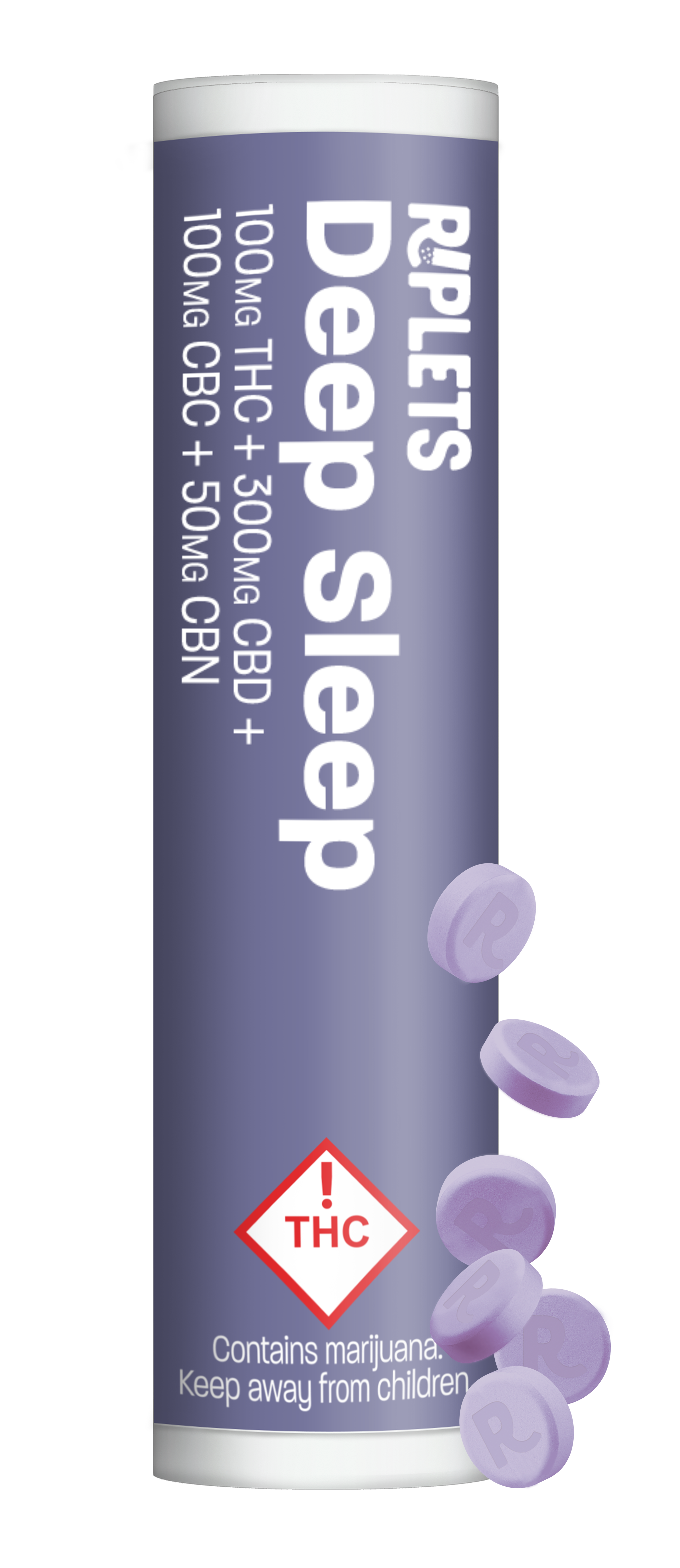 Photograph of product: Ripple Riplets Deep Sleep 100mg TH-oui 50mg CBN 300mg CBD 100mg CBC