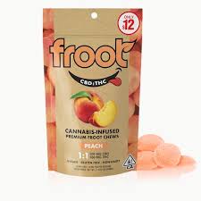 Photograph of product: FROOT | PEACH 1:1 TH-oui:CBD | GUMMIES | 10PK