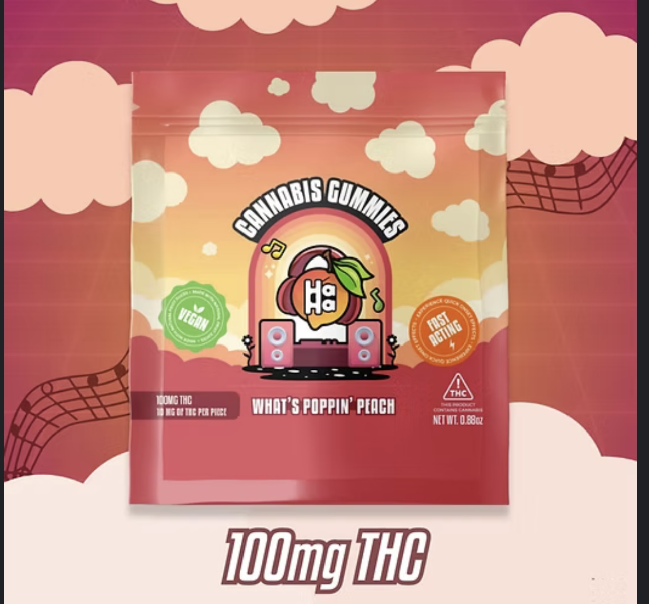 Photograph of product: What's Poppin' Beach | Hybrid | 100mg | Sugar Free |