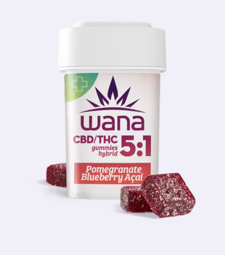 Photograph of Product: Gummies | Wana Pomegranate Blueberry Acai | 5:1-CBD | 20ct | 00151