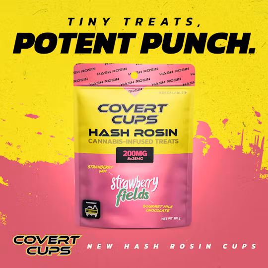 Photograph of product: Covert Cups - Strawberry Fields - au chocolat Rosin - 200mg