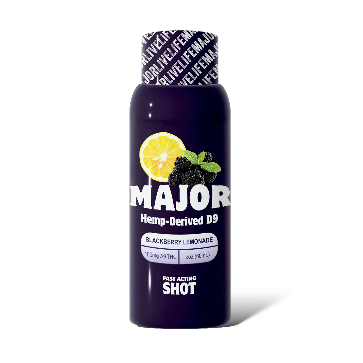 Photograph of product: Major | Fast Acting Shot | Blackberry Lemonade | 100mg
