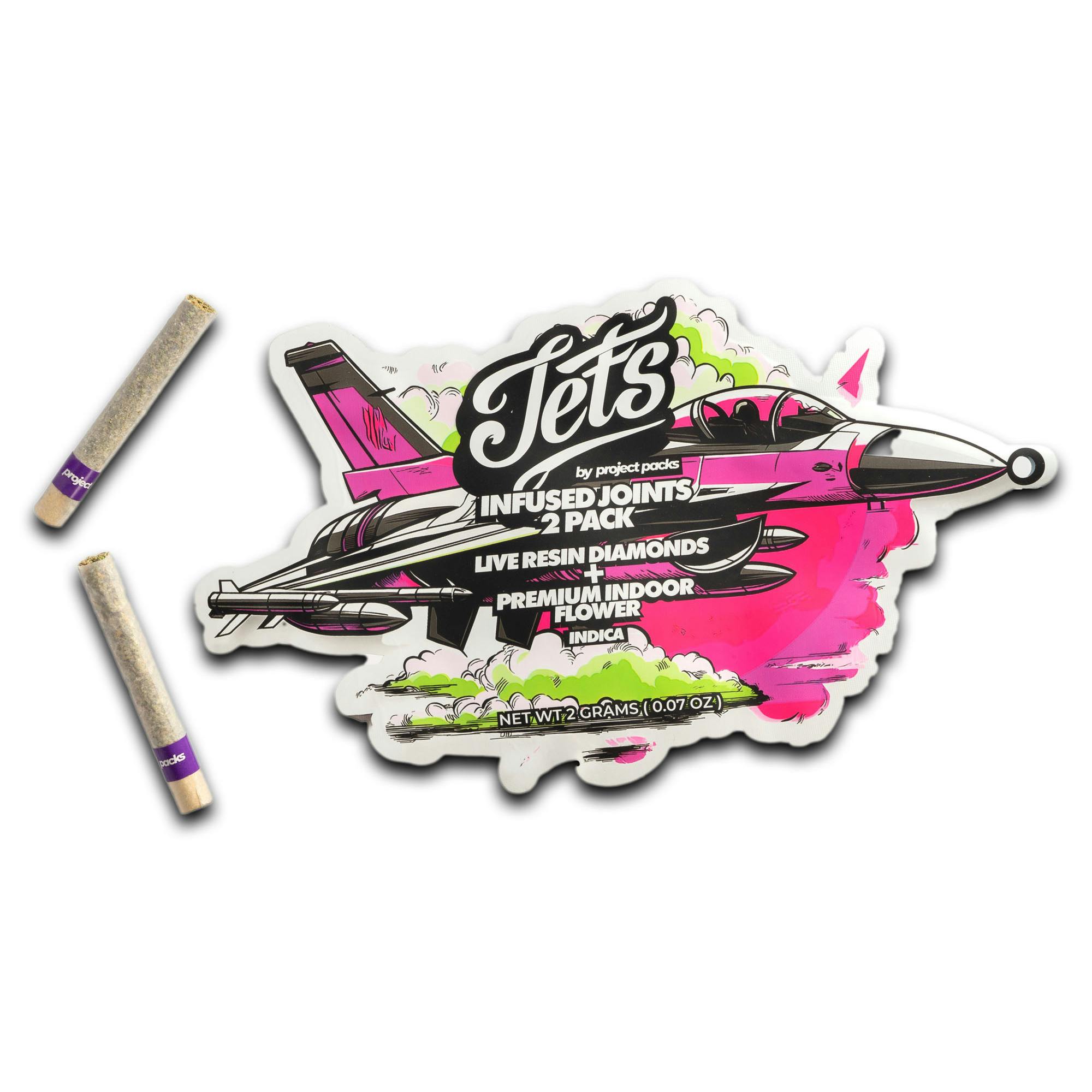 Photograph of product: JETS - PREROLL INFUSED - 1G - 2PK - SHERBANA CABANA - HYBRID