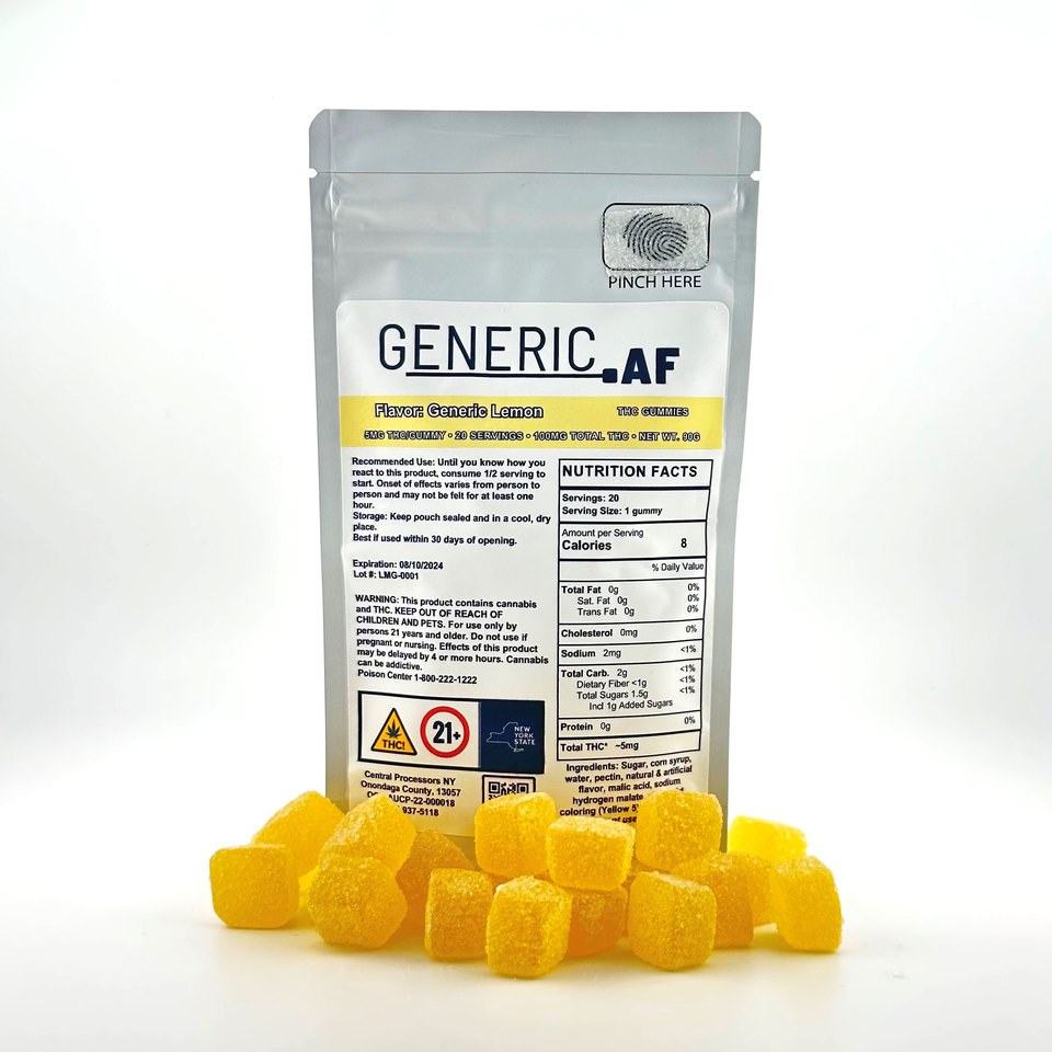 Photograph of Product: Generic AF Lemon | Gummies | 100mg | Central Processors NY