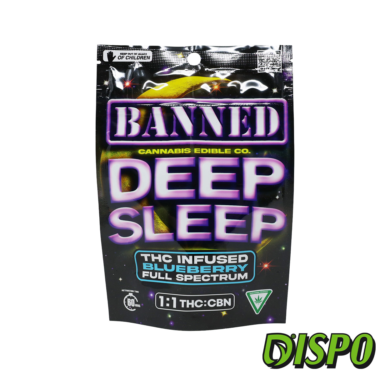 Photograph of product: Banned - Blueberry Deep Sleep 1:1 TH-oui/CBN 200mg Gummies