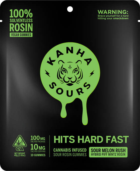 Photograph of product: Gummies | Kanha | NANO Sour Melon Rush 10pk/100mg [Rosin]