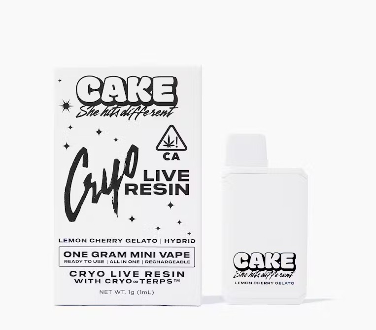 Photograph of product: CAKE - DISPOSABLE (CRYO LIVE RESIN MINI) - - HYBRID - LEMON CHERRY GELATO