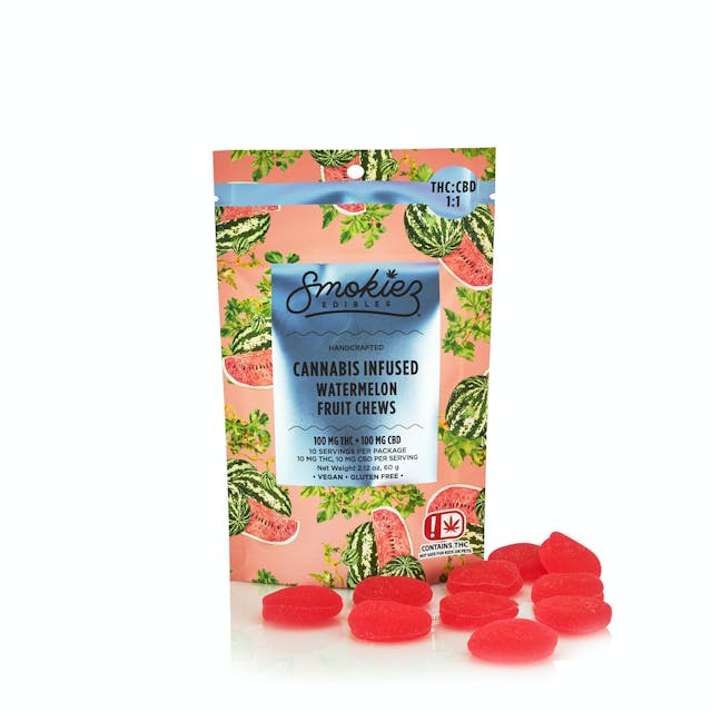 Photograph of product: Watermelon | 100mg TH-oui:100 mg CBD Fruit Chews