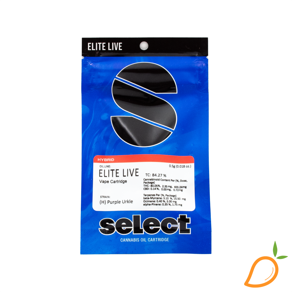 Photograph of product: 0.5g Purple Urkle Live Resin Cartridge Select