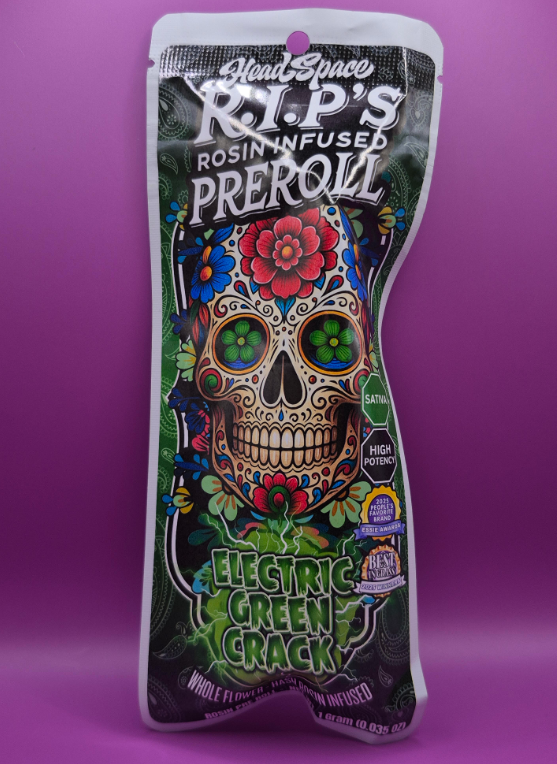 Photograph of product: Head Space - RIPS - 1g Infused Preroll - Electric Green Crack