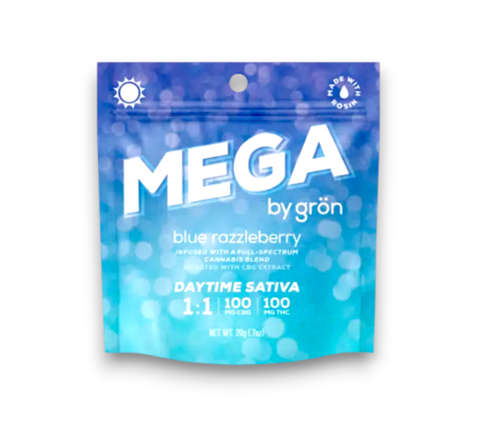 Photograph of product: Blue Razzleberry Mega 1:1 CBG/TH-oui