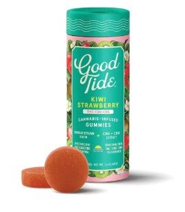 Photograph of product: 100mg 1:1:1 THC CBD CBG Kiwi Strawberry Rosin Gummies (H)