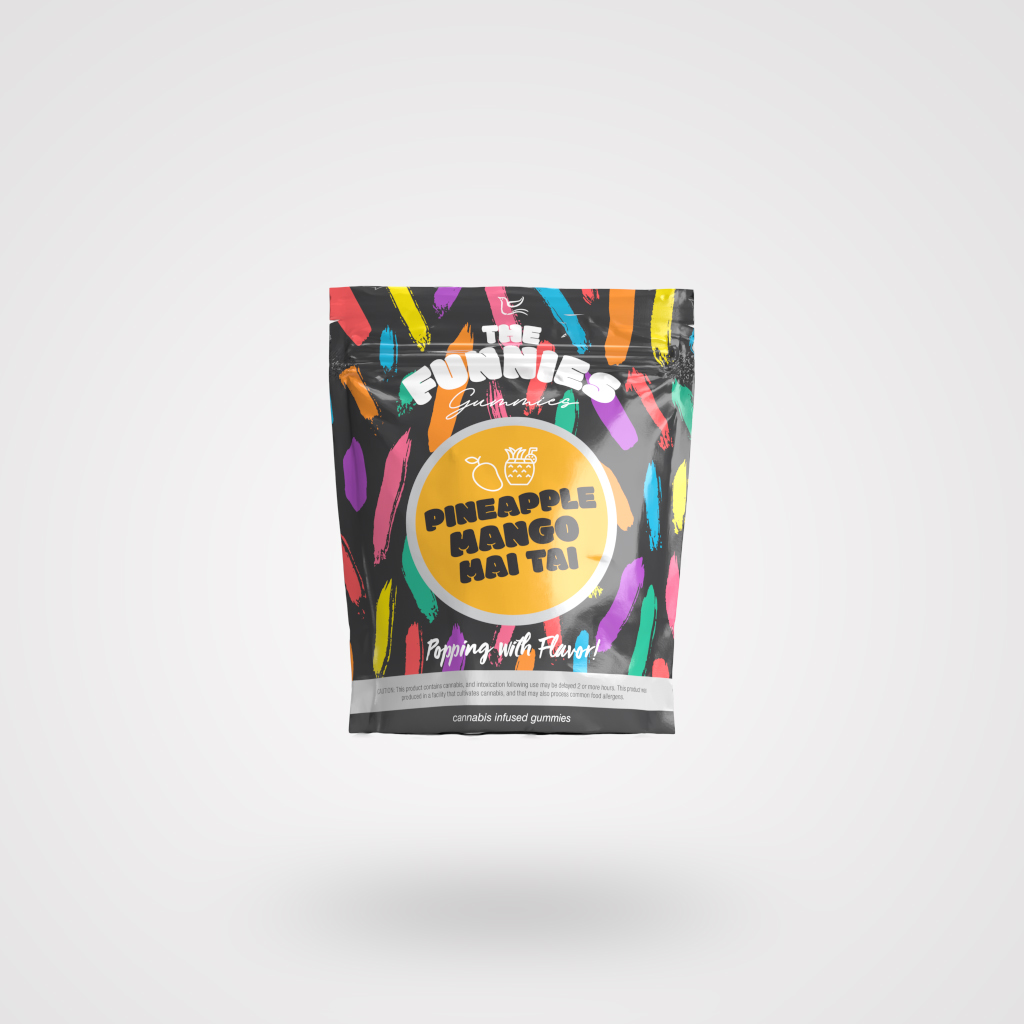 Photograph of product: The Funnies - Gummies Pineapple Mango Mai Tai 20pc - 100mg