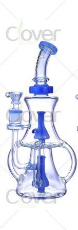 Photograph of product: Clover Glass - Dual Chamber Mini Beaker Perc Water Pipe | Cobalt Blue