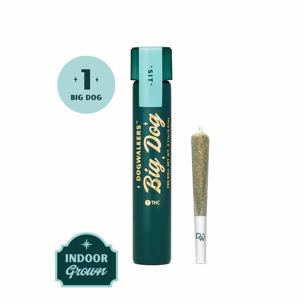 Photograph of Product: Dogwalkers | Animal Face Big Dog (Sit) Pre-roll, .75g