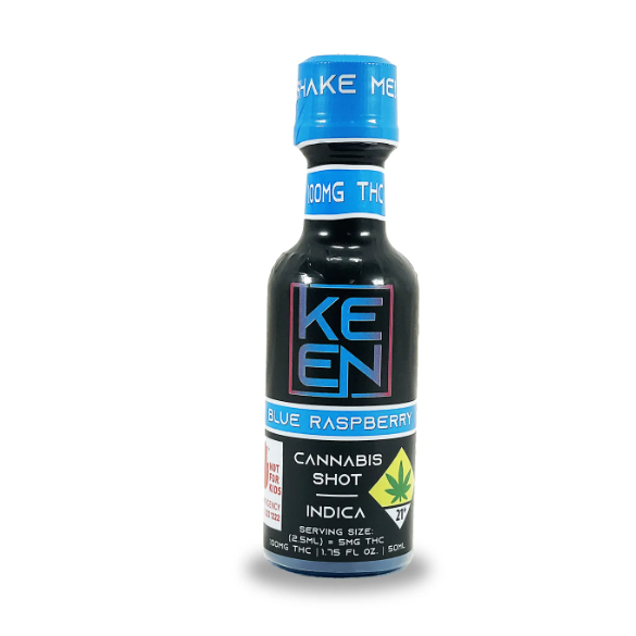 Photograph of Product: Keen Blue Raspberry Indica Shot 100mg