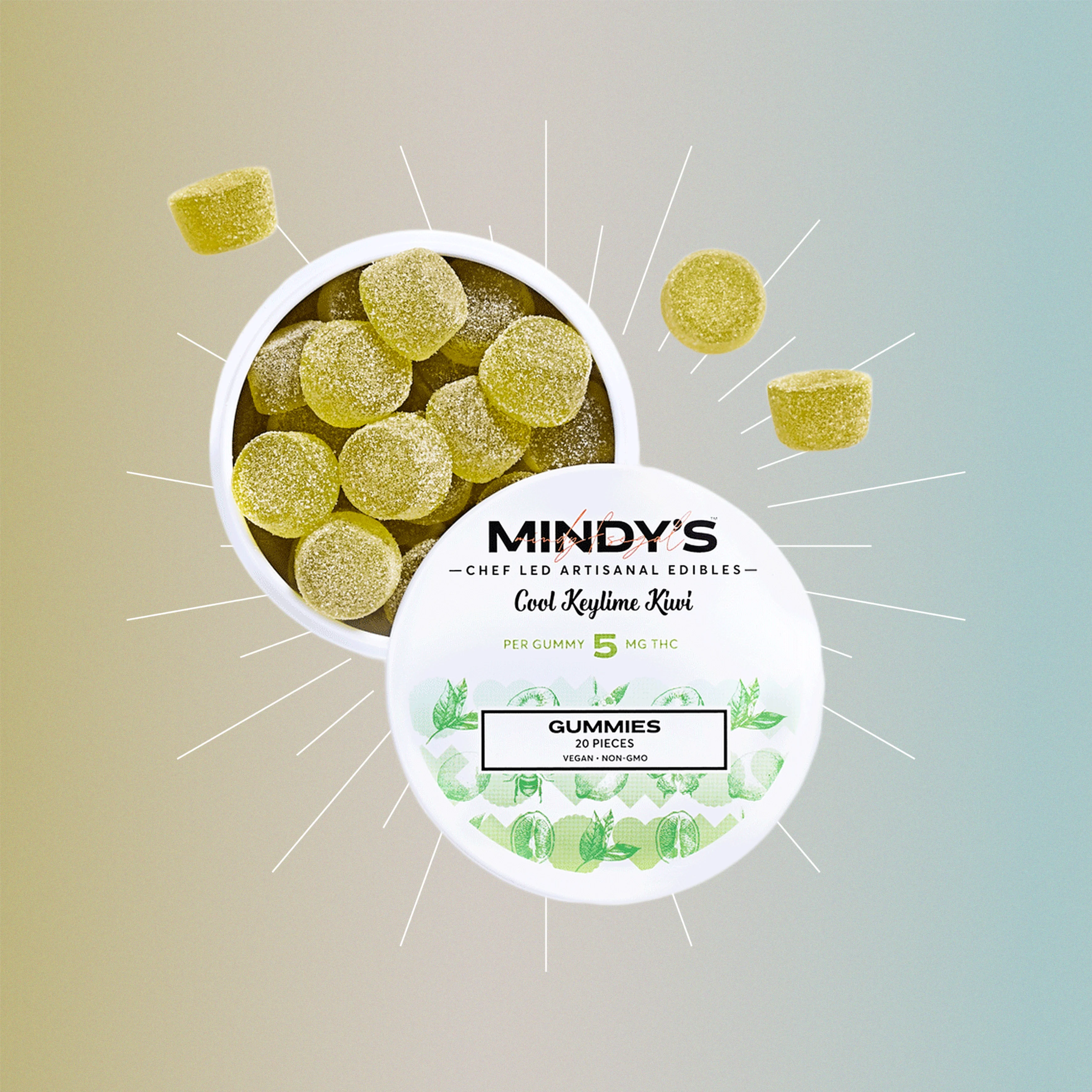 Photograph of product: Mindy's  | Cool Keylime Kiwi Gummies | 100mg (20ct)