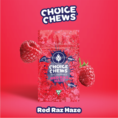 Photograph of product: Choice - 200mg Gummies - Red Raz Haze (S)