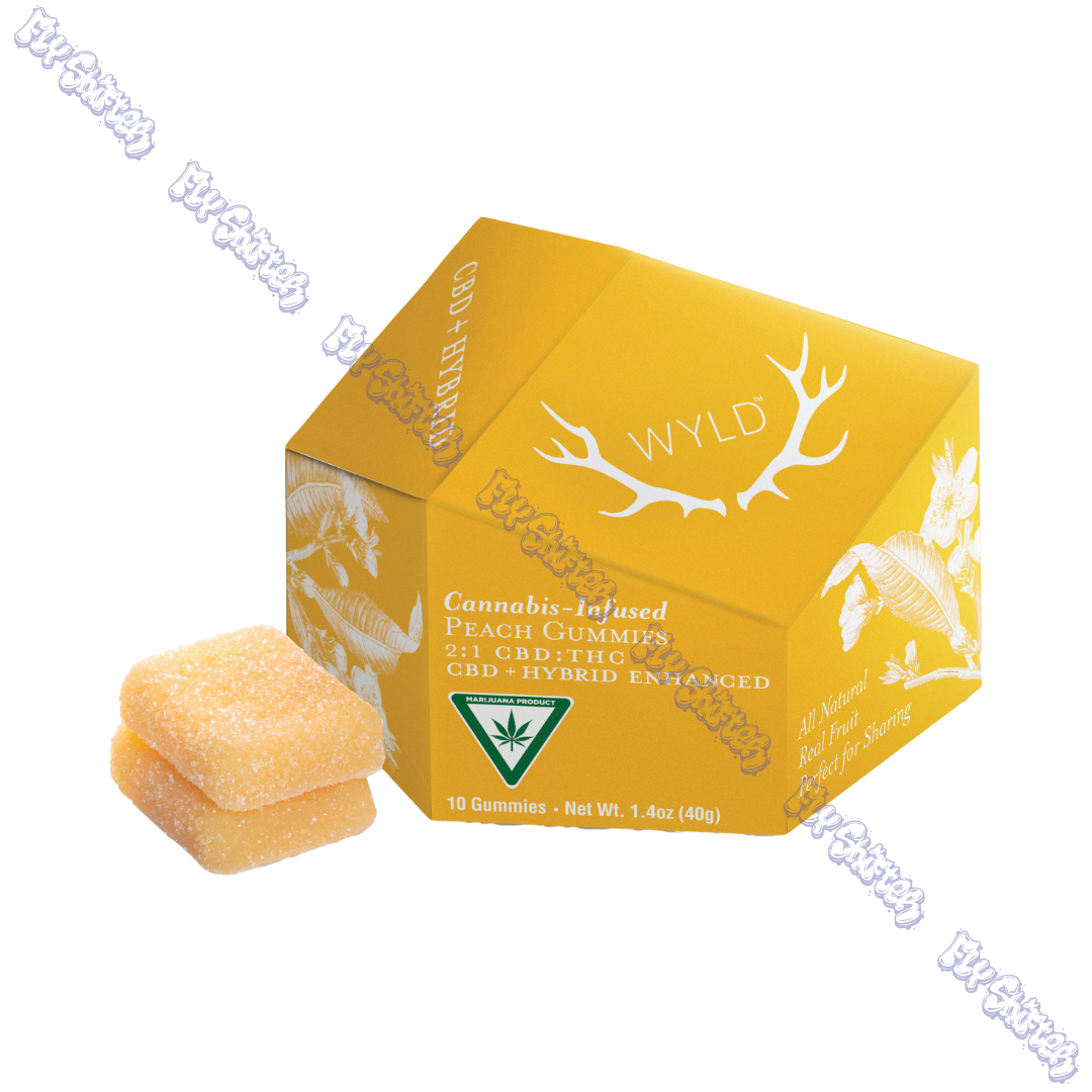 Photograph of product: WYLD Peach Gummies TH-oui/CBD 50mg/100mg