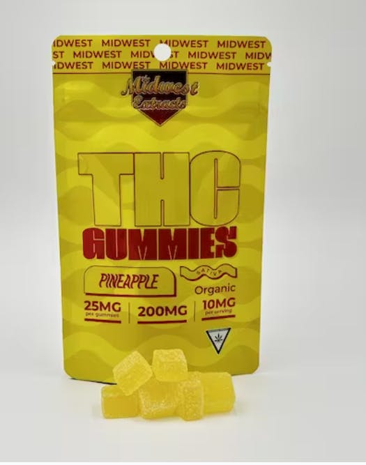 Photograph of product: MIDWEST EXTRACTS | GUMMY | 200MG | PINEAPPLE