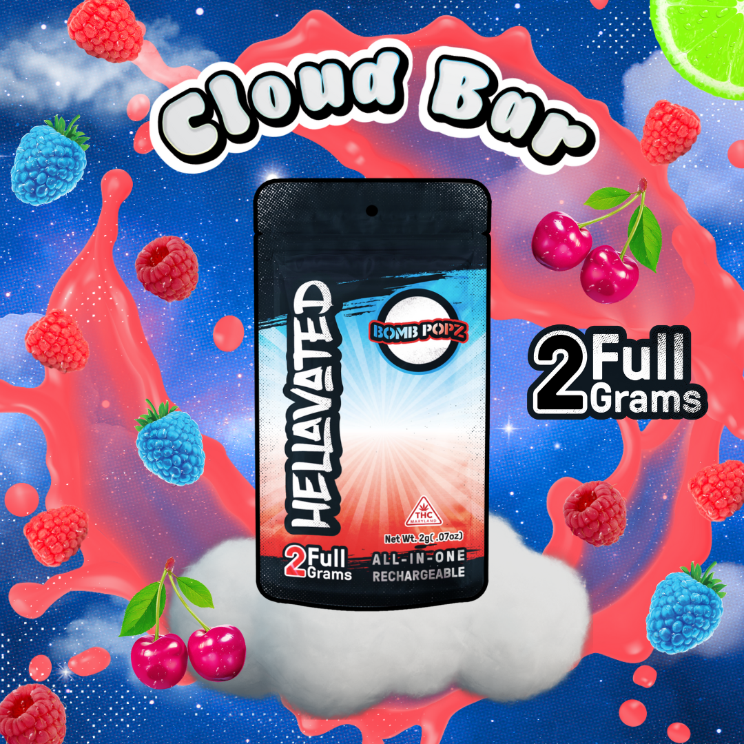 Photograph of product: Bomb Popz Cloud Bar Rechargeable Disposable 2g