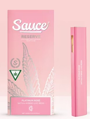 Photograph of product: Platinum Rose | Disposable | 1g | Live Resin | Sauce Essentials