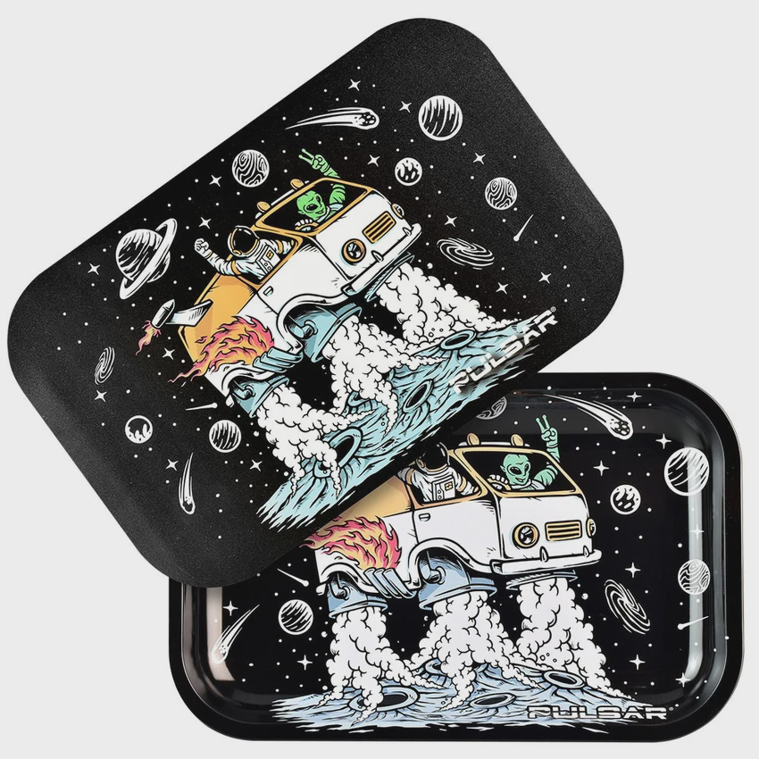 Photograph of product: Pulsar Metal Rolling Tray & Lid | Space Van | 11"x7"
