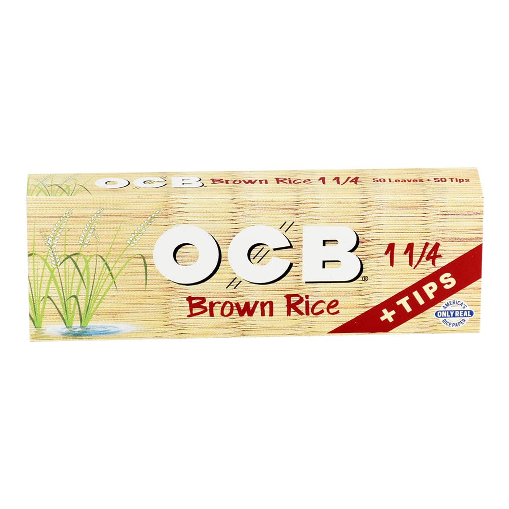 Photograph of Product: OCB 1 1/4 BROWN RICE ROLLING PAPERS PLUS TIPS